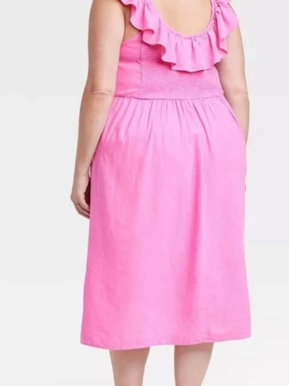 Viv&Ava 3X Plus-Size Pink Ruffle-Trim Midi Skirt with Side Slit NWOT - Picture 3 of 3